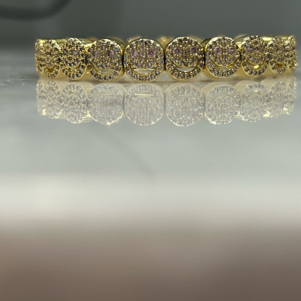 Gold and Pink Filigree Tennis Bracelet